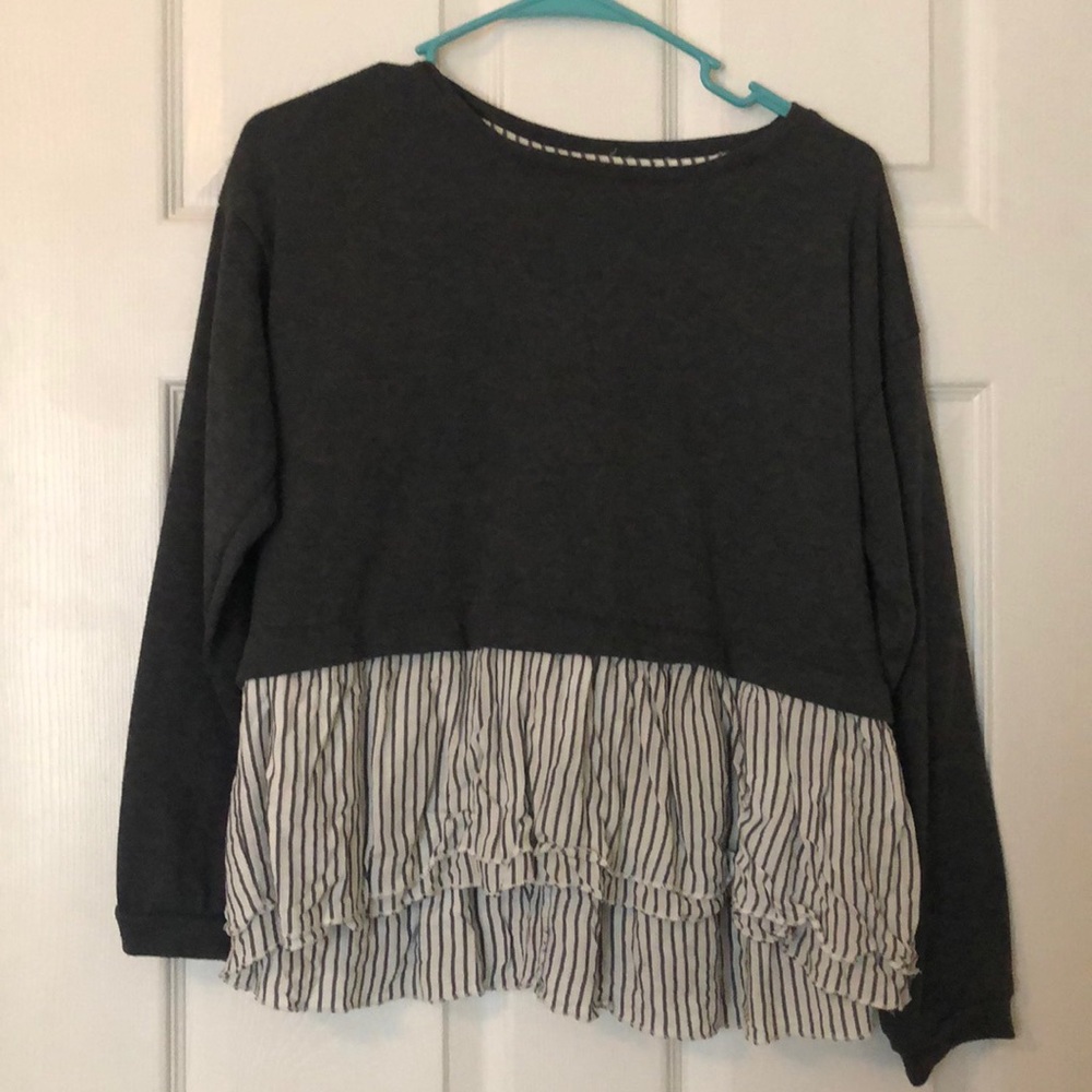 Cropped Sweater with Flannel Bottom